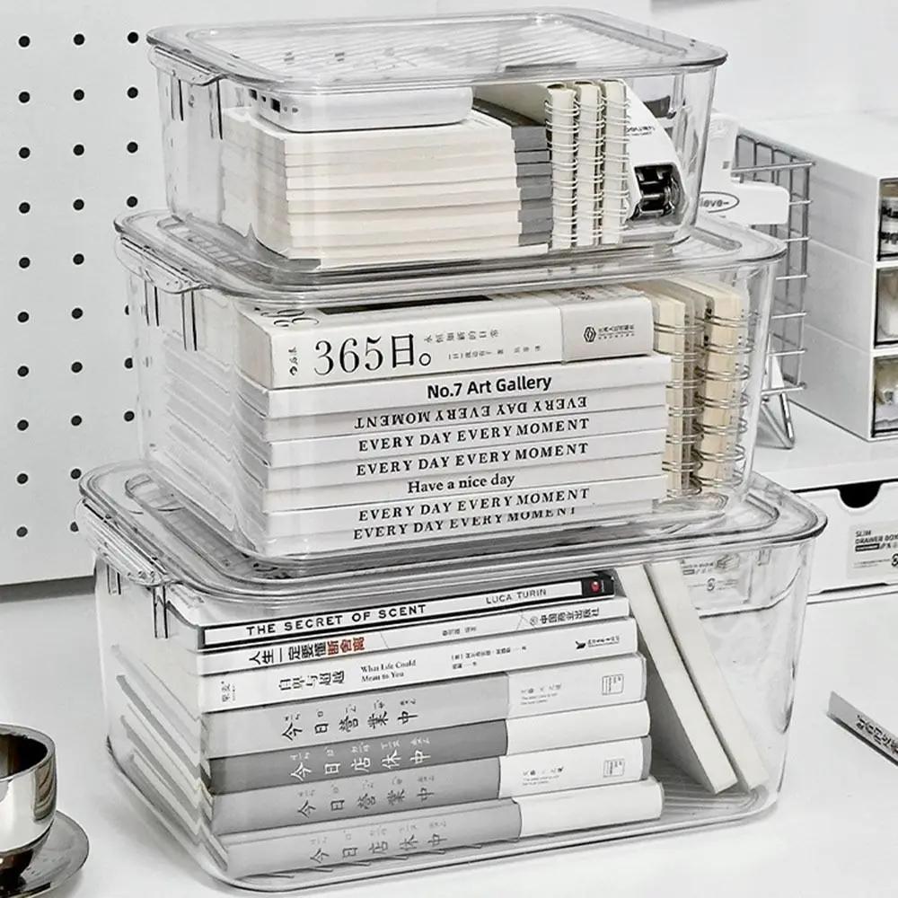 대용량 보관 상자, 쌓을 수 있는 투명 파일 바구니, 다기능 가정용 보관 케이스